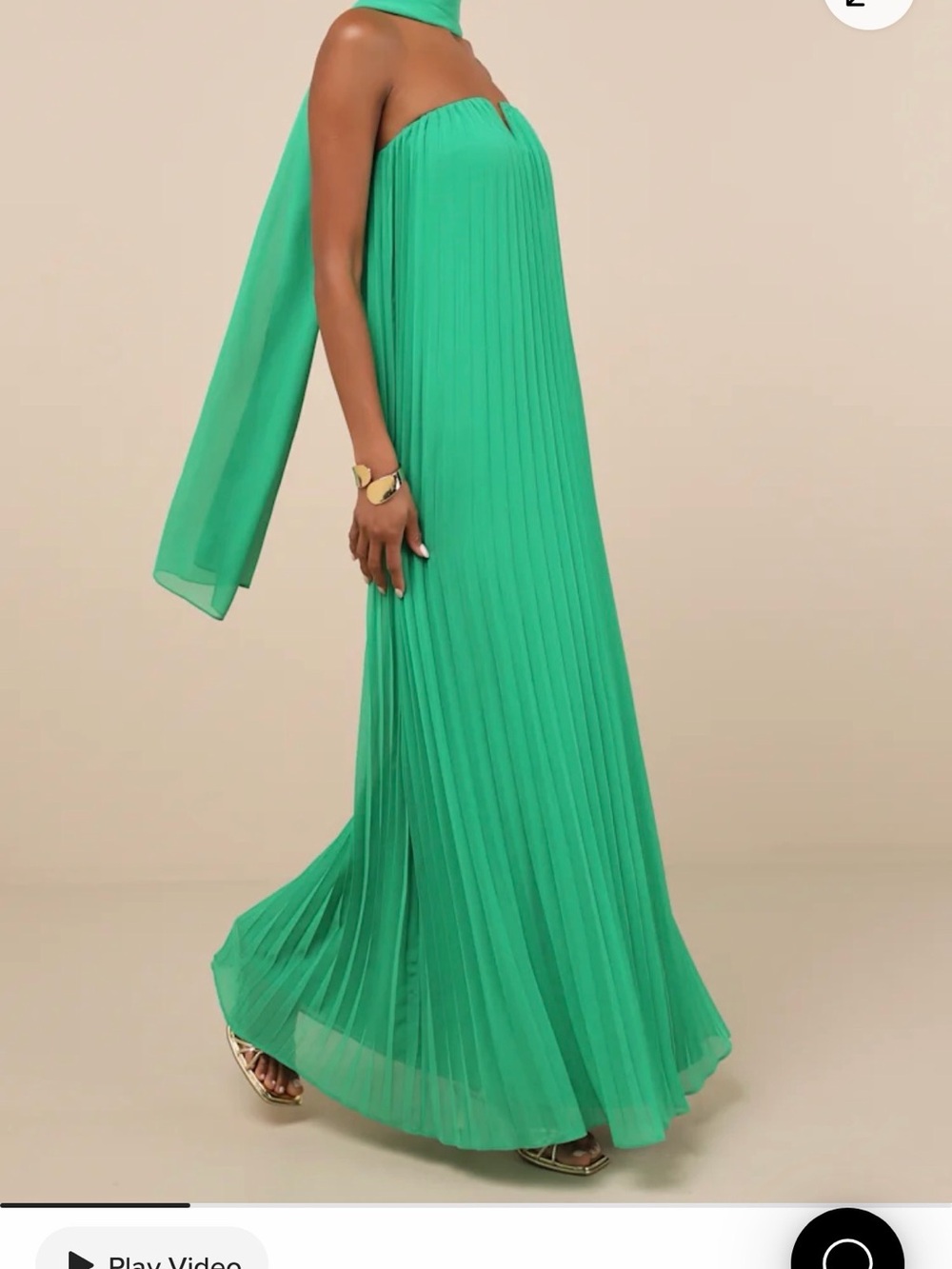 Green Strapless Pleated Maxi Dress